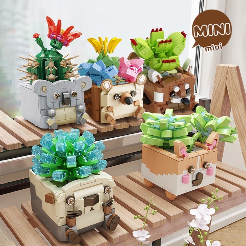 PANLOS BLOCK BLOCKS BRICK LEGO POT BUNGA KARAKTER HEWAN MAINAN ANAK LUCU KADO SOUVENIR HAMPERS ULANG