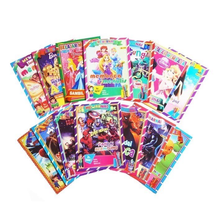Buku Mewarnai Pintar Menulis dan Berhitung Motif Perempuan / Buku Mewarnai / Buku Mewarnai Anak