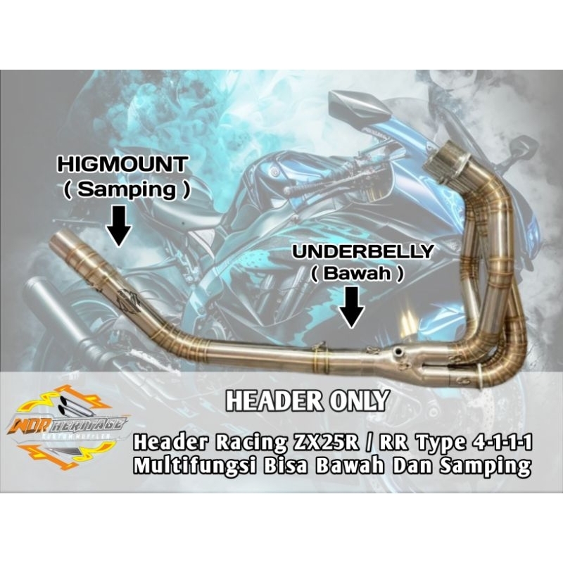 Header / Knalpot ZX25R / ZX25RR / ZX4R Multifungsi Underbelly Dan Highmount (Header Only)