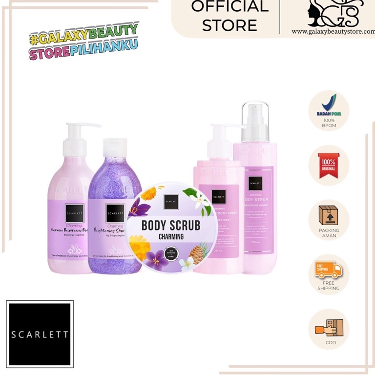 Best Update SCARLETT PAKET WHITENING BODY CHARMING SERIES  PAKET PEMUTIH BADAN SCARLETT  PAKET BODY 