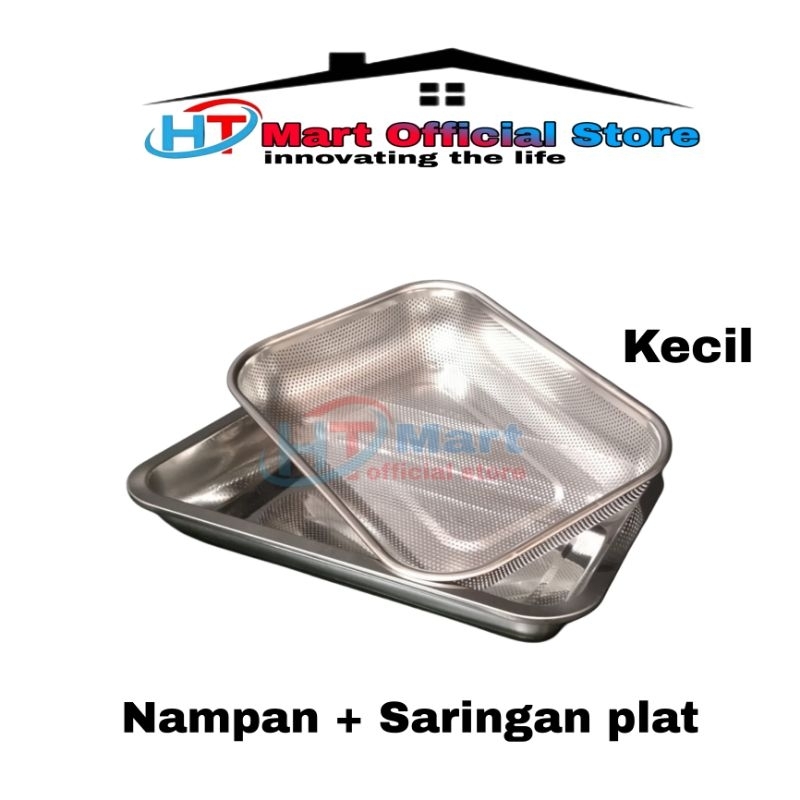 HT mart - Nampan dan saringan plat ukuran KECIL tirisan makanan stainless