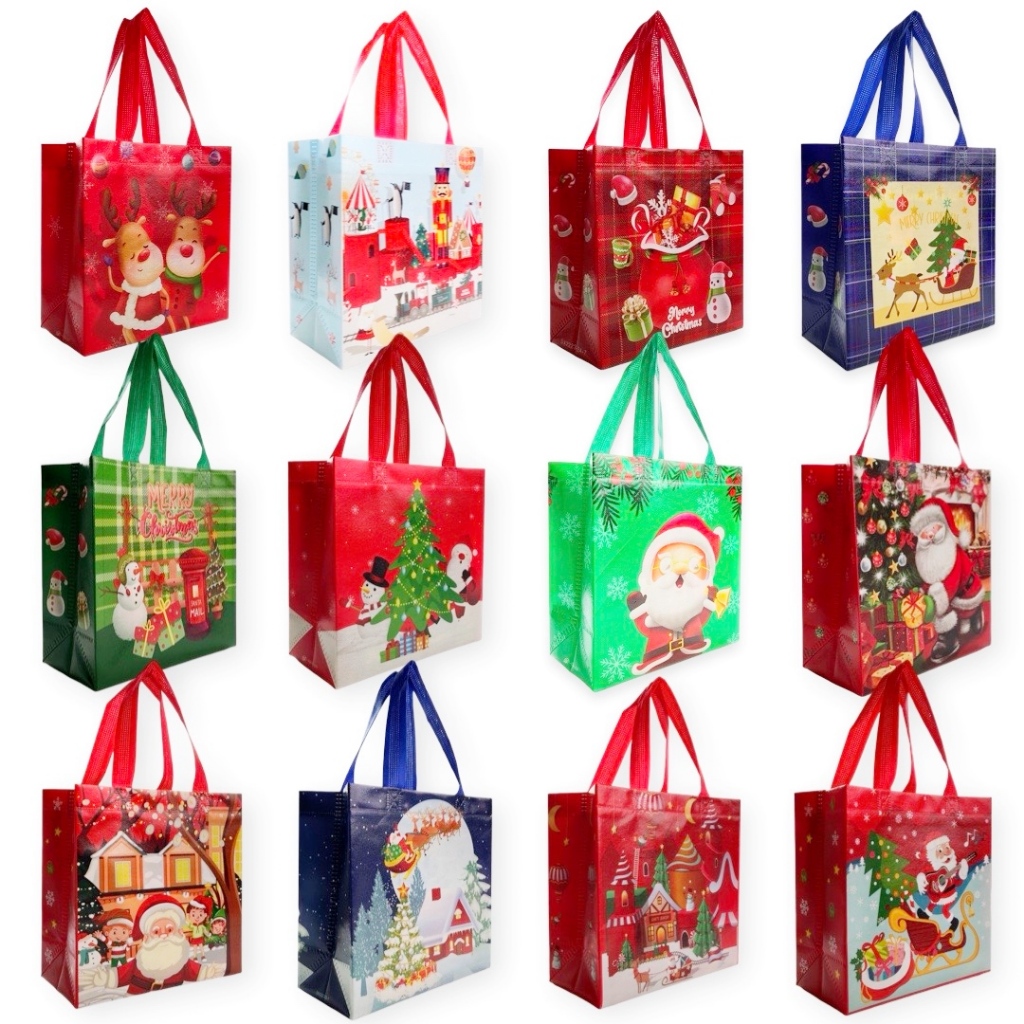 

12 pcs Goodie Bag Tas Kado Kantong Souvenir Natal Pembungkus Kado Natal, Kantong Tas Natal untuk Kado, Tas Kado Natal untuk Perlengkapan Pesta Natal, Suvenir Pesta Natal