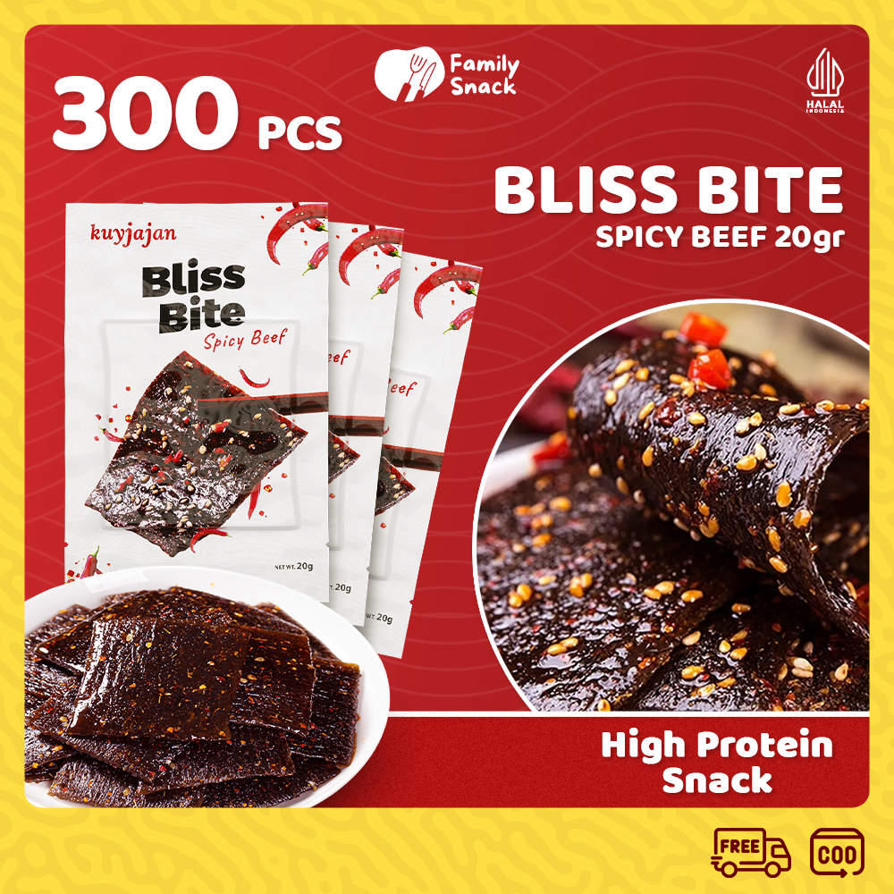 

[FREE GIFT 300 BLISS BITE] [HALAL] Family Snack - Snack Bliss Bite Spicy Beef 20gr Camilan Pedas Makanan Ringan | Latiao Halal