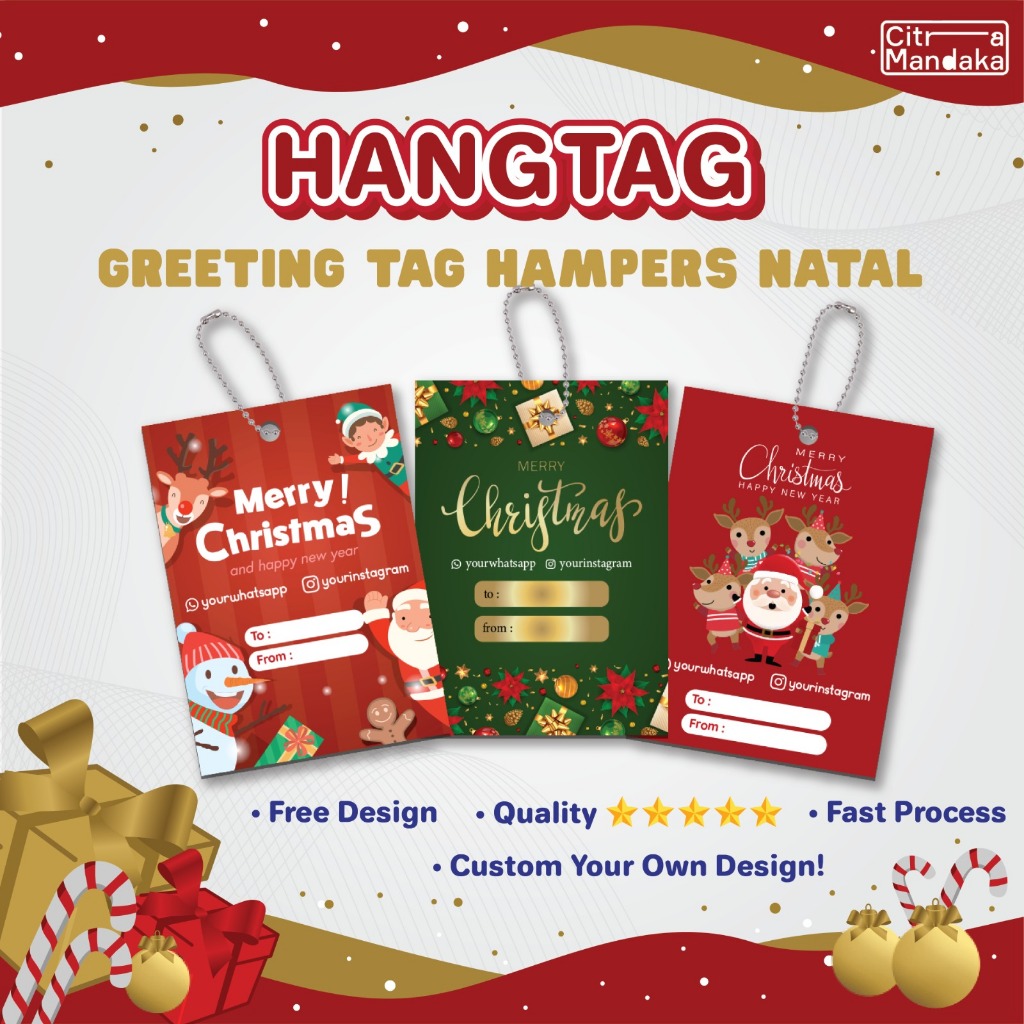 

Hang Tag Natal Custom 1 Sisi Hampers Natal Christmas Gift Souvenir Free Design