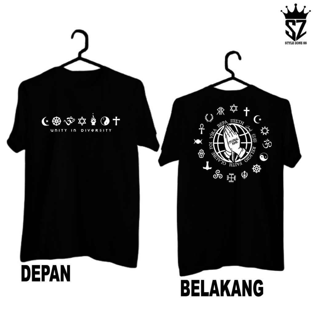KAOS KEAGAMAAN STREETWEAR ORIGINAL T-SHIRT KAOS DISTRO PLURALISME PEACE BAJU DISTRO