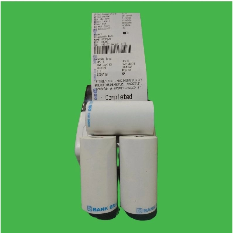 

paket 2 kg isi 50 rol kertas thermal murah logo BRI 57x30mm struk kasir printer mini bluetooth