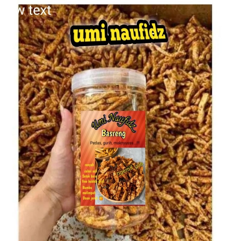 

basreng setik pedas daun jeruk kemasan toples 1000ml isi350gr cemilan kekinian