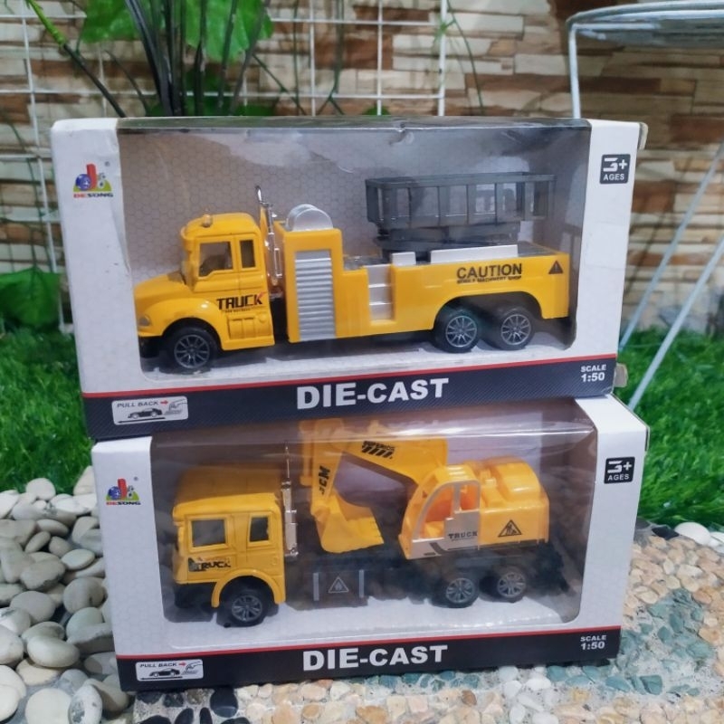 Mainan mobil diecast kontruksi metal pullback anak - miniatur mobil truk Kontruksi metal