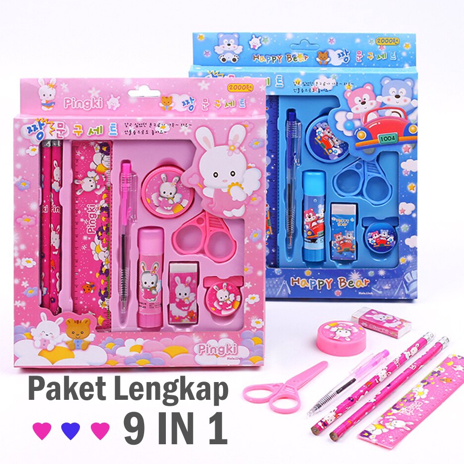 

Murah Terkeren Nino Set Alat Tulis Paket 9 in 1 Stationery Pensil Set Sekolah Paud TK SD