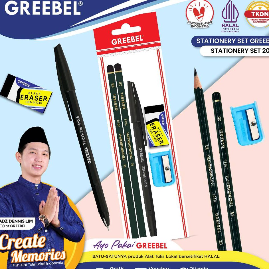 

Ready Bermutu GREEBEL Pensil Pulpen Set Alat Tulis Anak Sekolah STATIONERY SET 2181 Stationery Set Paket Alat Tulis