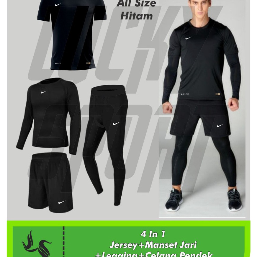 Cashback 4 in 1 Baju Celana running Sepak bola jersey Legging pjg manset Panjang warna Mantap