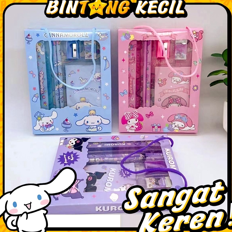 

Ready Berkualitas Alat Tulis Set 6 in 1 Pensil Set Set Motif Sanrio Alat Tulis Lengkap Anak Sanrio Kuromi Chinamooroll Melody