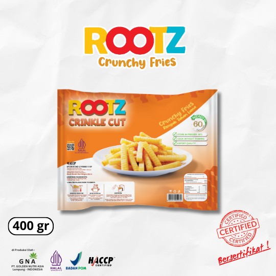 

ROOTZ Stick Singkong CRINKLE CUT 400gr - Casava Crunchy Fries