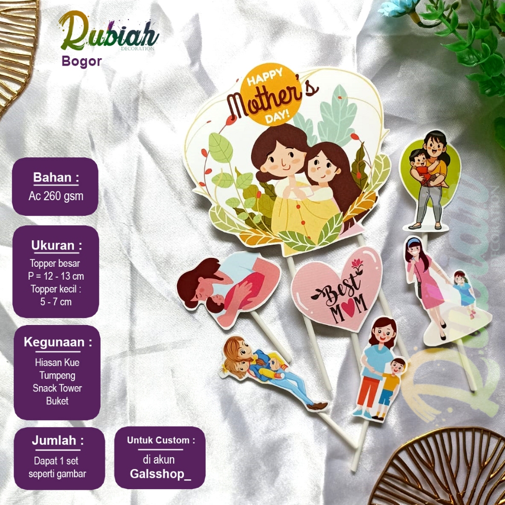 Custom Nama Foto Topper cake Mama Mother day Hiasan Kue Snack Tower Buket Tumpeng
