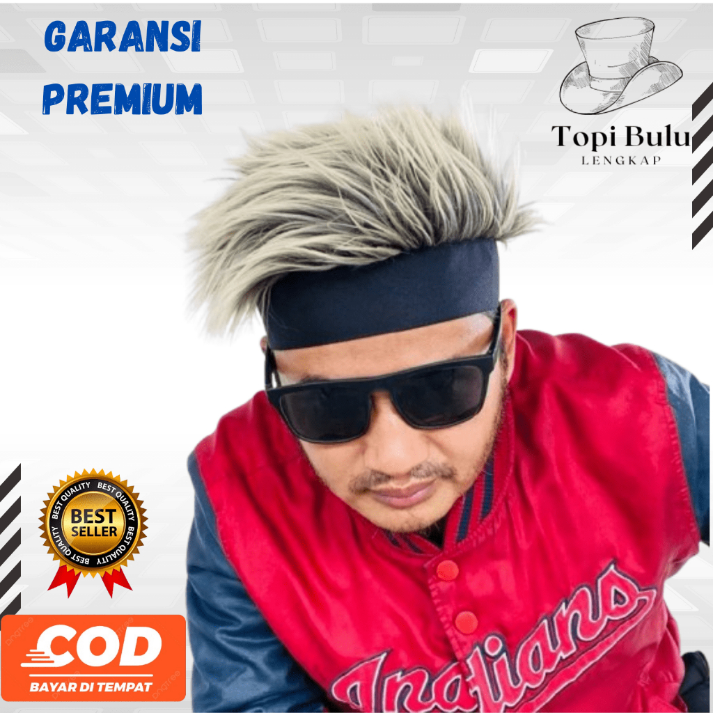 topi wig pria adem lembut topi naruto rambut / rambut palsu topi