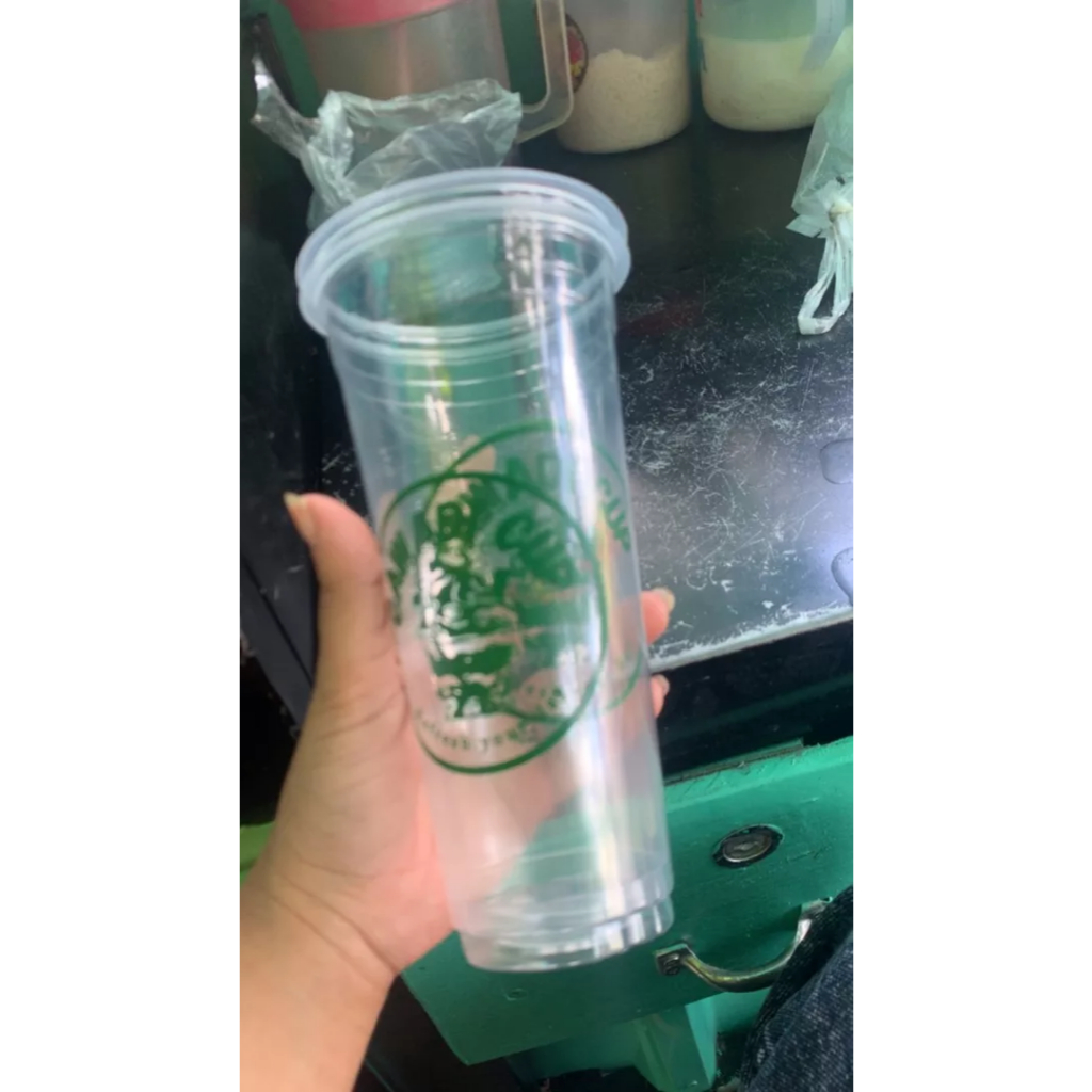 Sablon Cup Gelas Plastik 18oz 22oz Datar Slim  500 pc