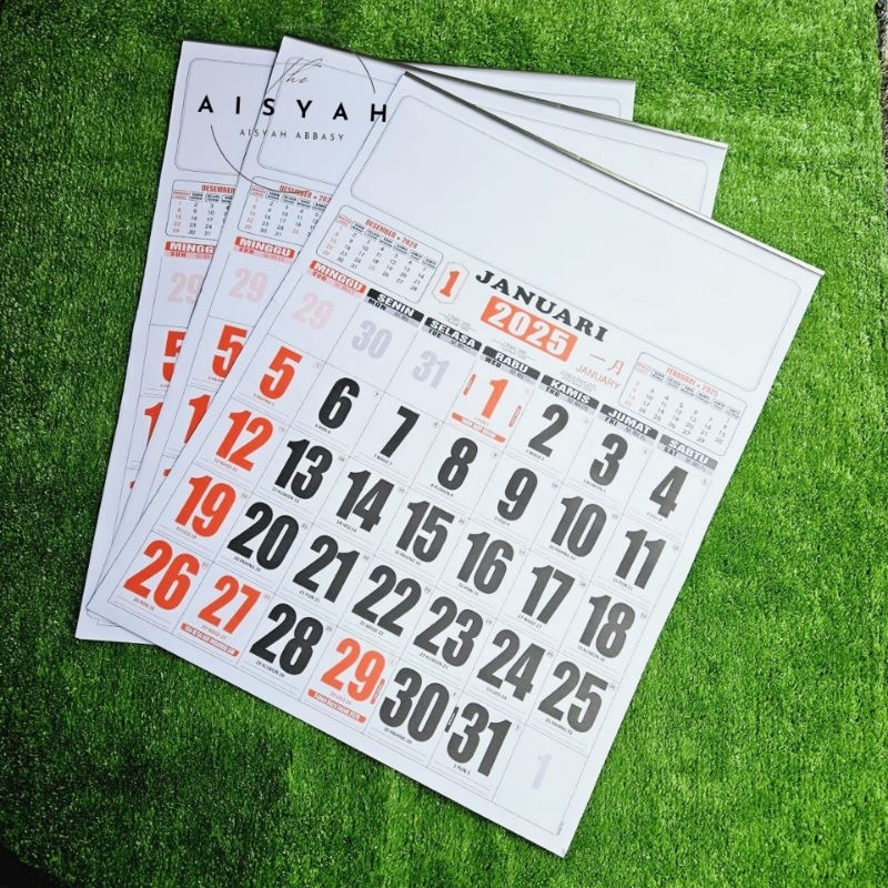 

kalender kerja jumbo BO tahun 2025 ukuran 50x64 cm 12 lembar x 1 bulanan (terima castume cetak merek)