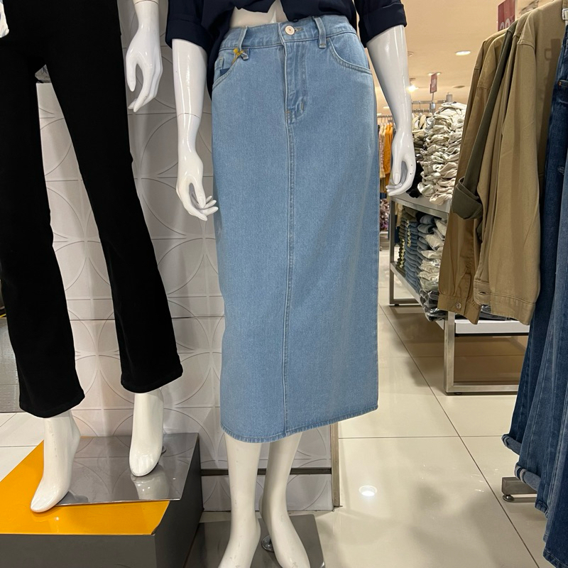 C2 Zissel  skirt wanita 7/8 blue denim S-XXL