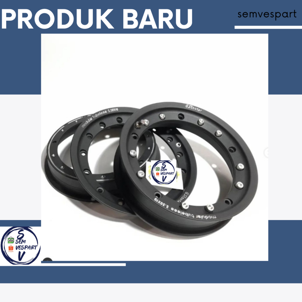 Velg vespa GScooter MODULAR hitam ring 10 original