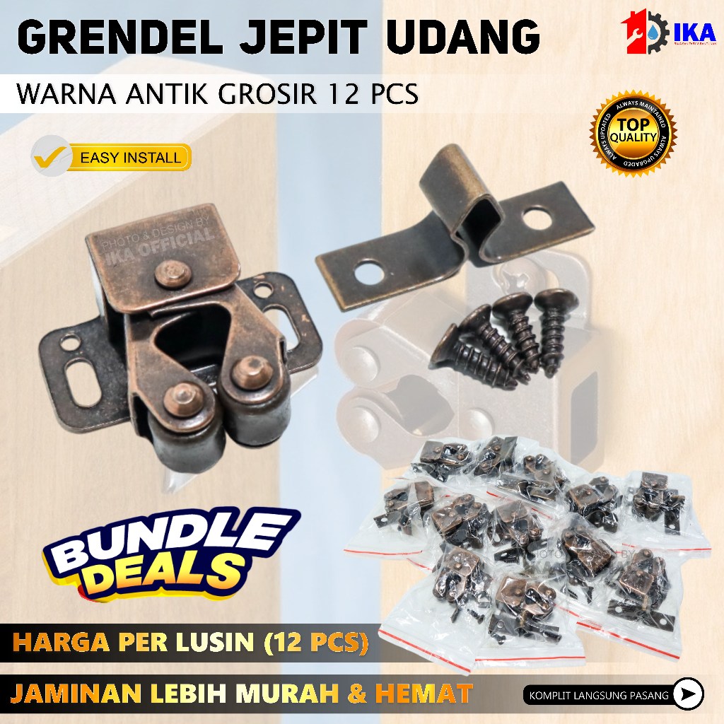 12 PCS Capit Jepit Udang Pintu Lemari ANTIK / Grendel Masa / Grendel Jepit Udang / Capitan Lemari / 