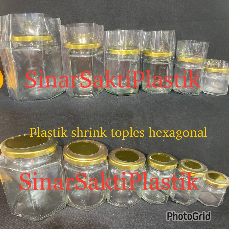 Plastik segel jar toples hexagonal 45ml 80ml 100ml 200ml 300ml 500ml (isi 50 pcs) plastik shrink wra