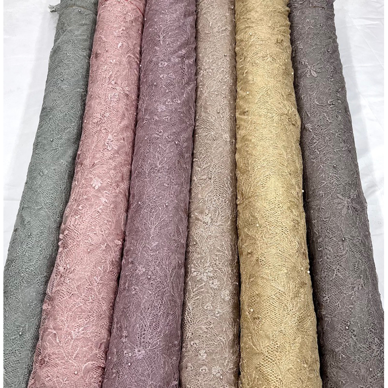 Kain Tille Santily / Tile Chantily Mutiara Termurah -(Harga Per Setengah meter)