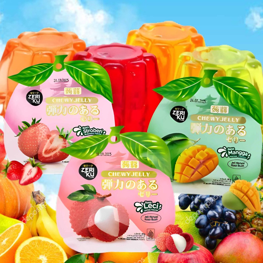 

Aneka Jelly Buah Kenyal * Chewy Jelly * Aneka Varian Rasa Jelly * 65gr Isi 20Pcs