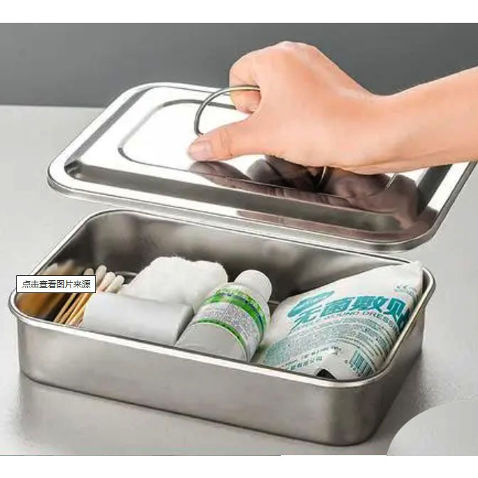 Dental tray dengan tutup stainless steel storage box kotak besar tempat alat instrument instrumen