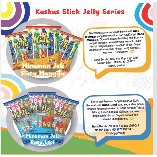 

Kuskus Jelly Stick per pak isi 10 pcs @ 70ml