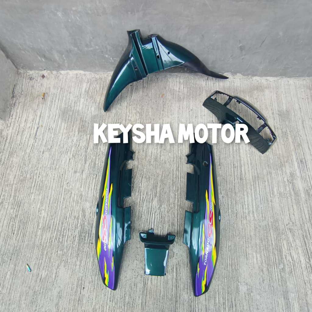 COVER BODY HALUS TORNADO 110 SHOGUN KEBO WARNA HIJAU BOTOL