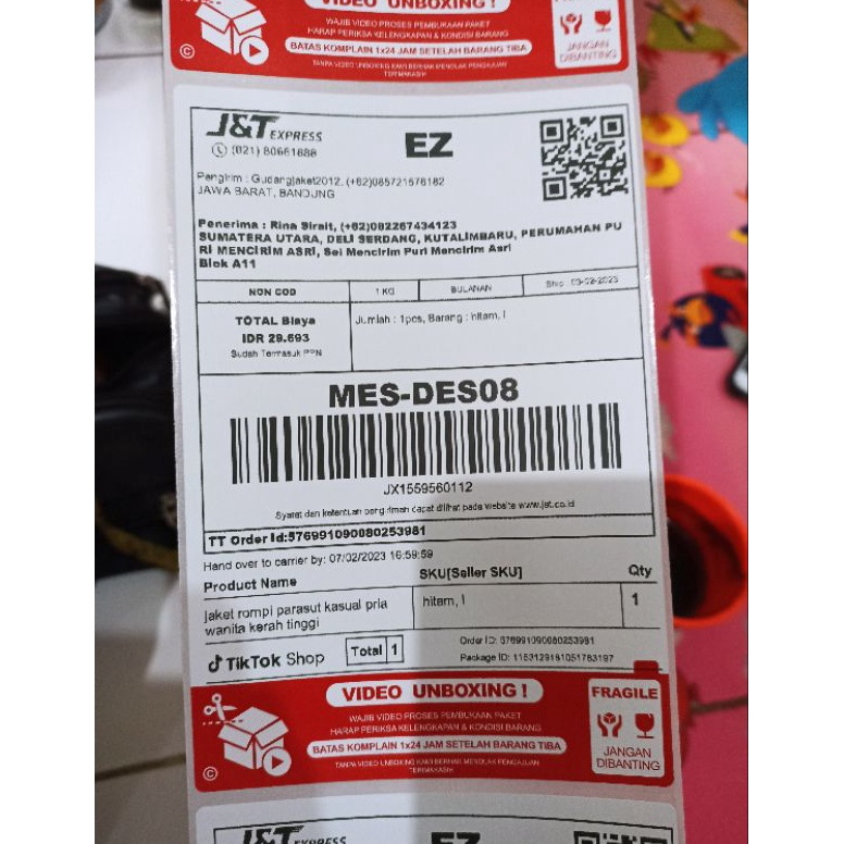 

KODE N63B kertas thermal unboxing 1x15 awb direct thermal A6 isi 5