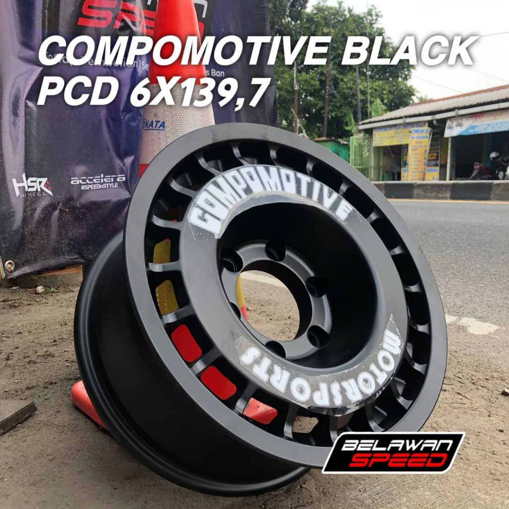 VELG MOBIL OFFROAD Ring 15  MURAH PAJERO TRITON FORTUNER HILUX DC MODEL RALLY COMPOMOTIVE BLACK R15