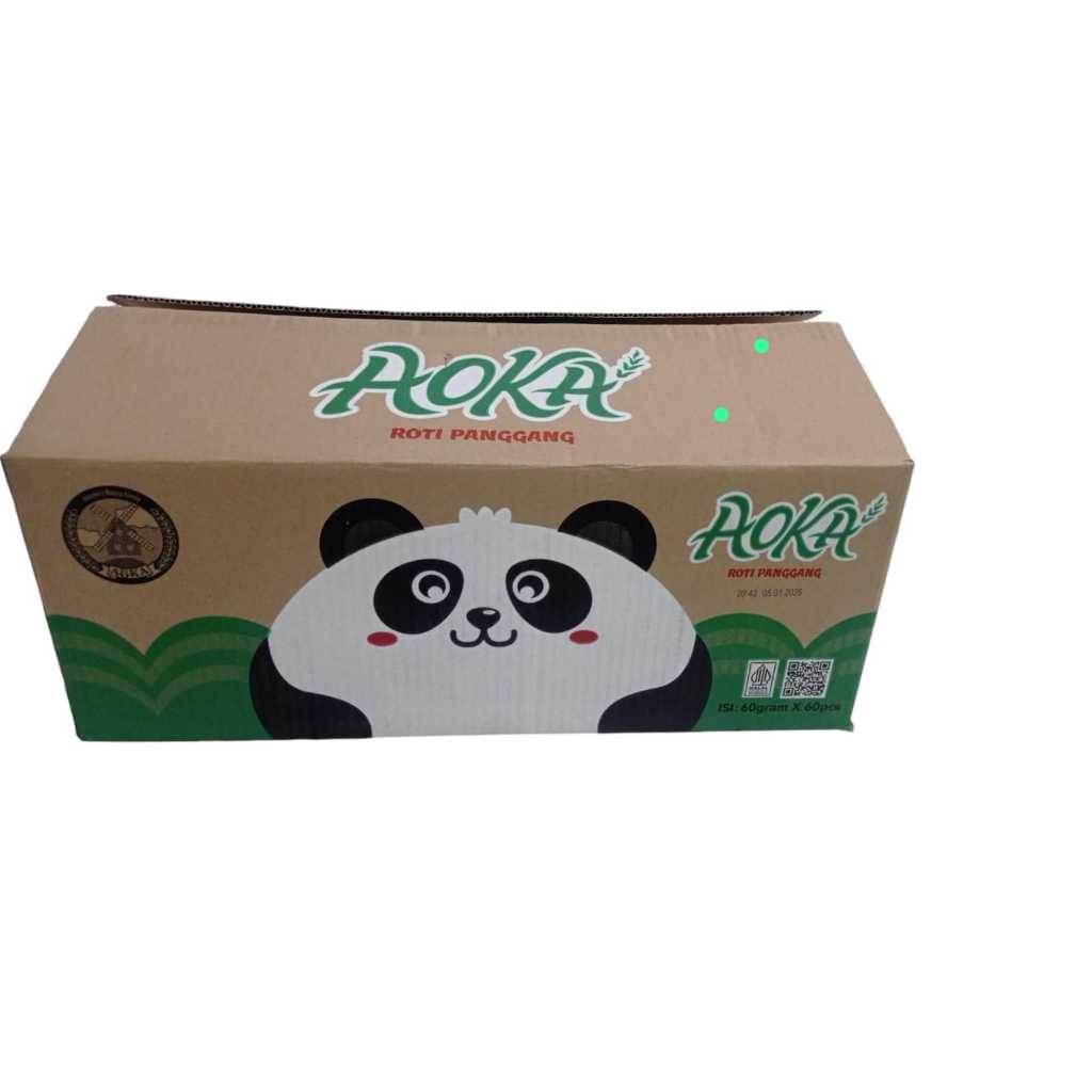 

Terbaru Aoka Panda Roti Panggang isian Rasa pandan 1 dus 60ps