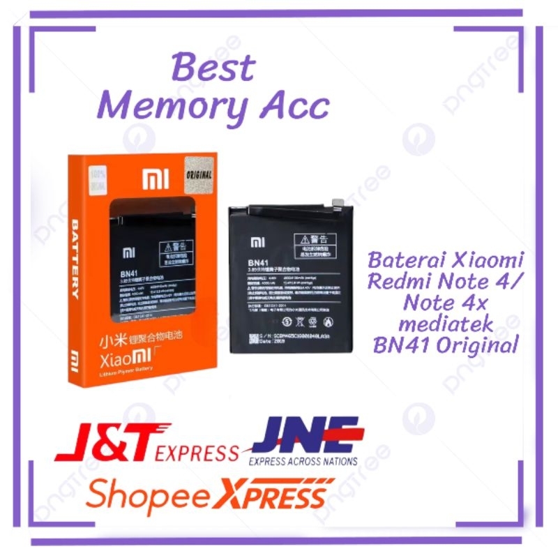 Baterai Battery Batre Xiaomi Redmi Note 4/Note 4x Mediatek BN41 Original 100%
