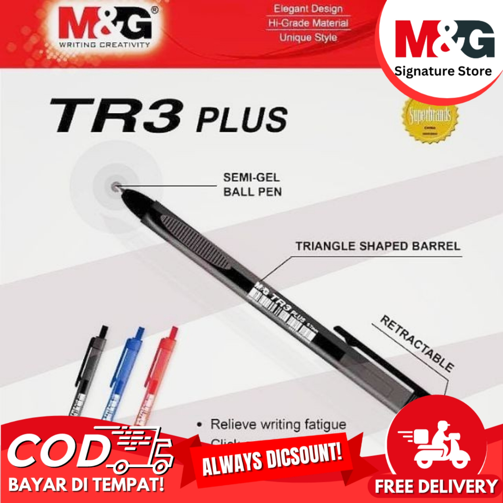 

Semi Gel Pulpen TR3 Plus M&G ABPW3077 Ballpaint Tip 0.7 mm 3 Warna - Harga Satuan TR3