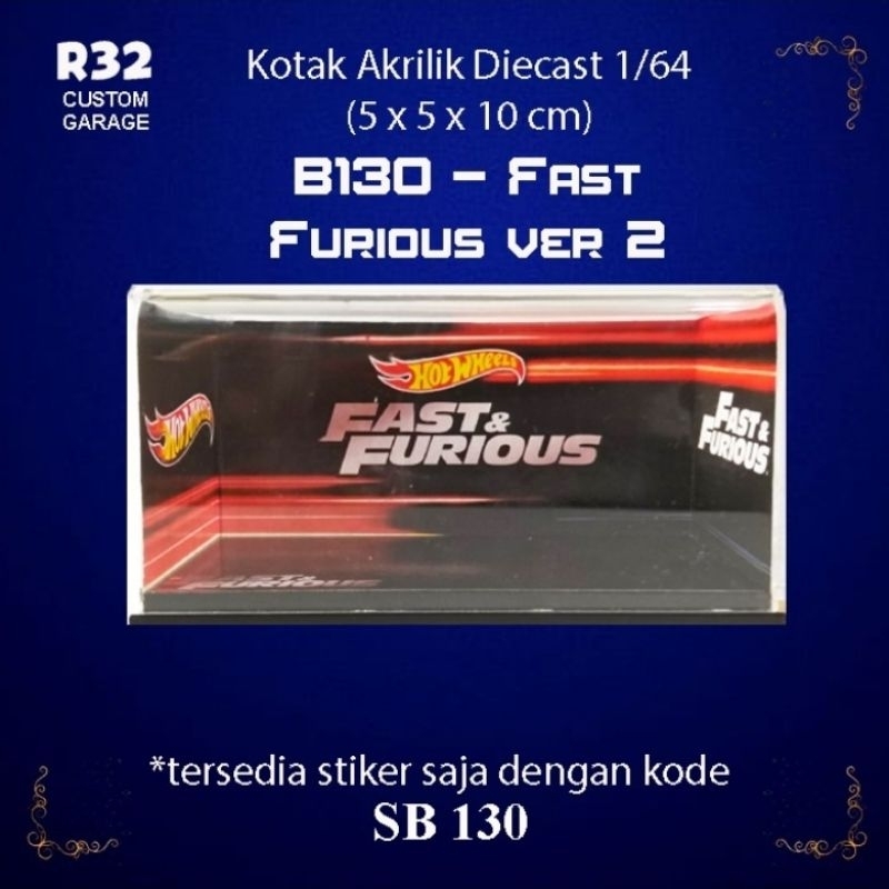 B130 Box/Kotak Akrilik Hotwheels 1/64 Fast Furious ver 2