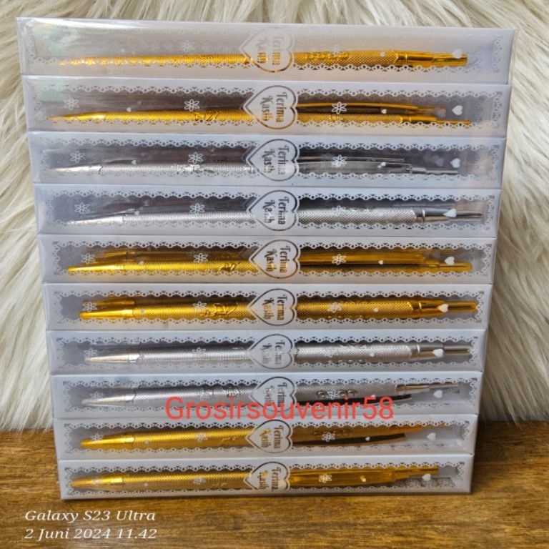 

KODE D78T isi 5pcs pulpen emas perak mika