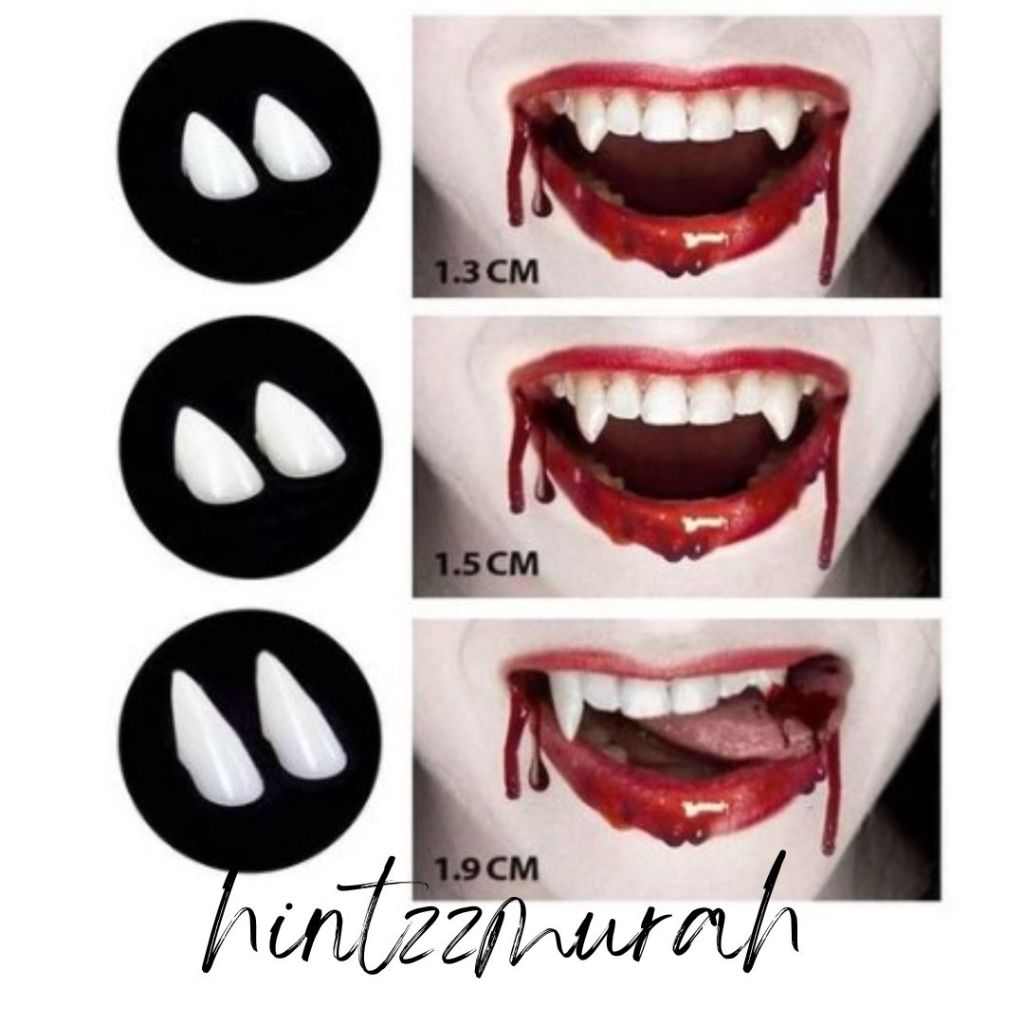 2 Pcs Gigi Taring Palsu Gigi Dracula Vampire Drakula Mainan Prank Tajam Vampir Aksesoris Halloween