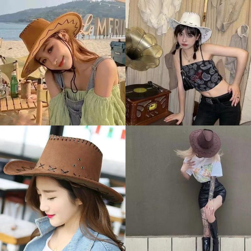 Topi Koboy / Topi Cowboy Amerika Laken Tali Dewasa