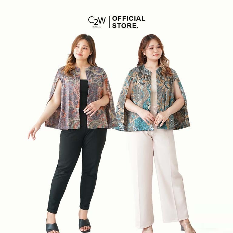 C2W Clothtowear XXL Blazer Outer Batik Wanita All Size Satin Women's Clothes Elegant BIG SIZE 651-SB