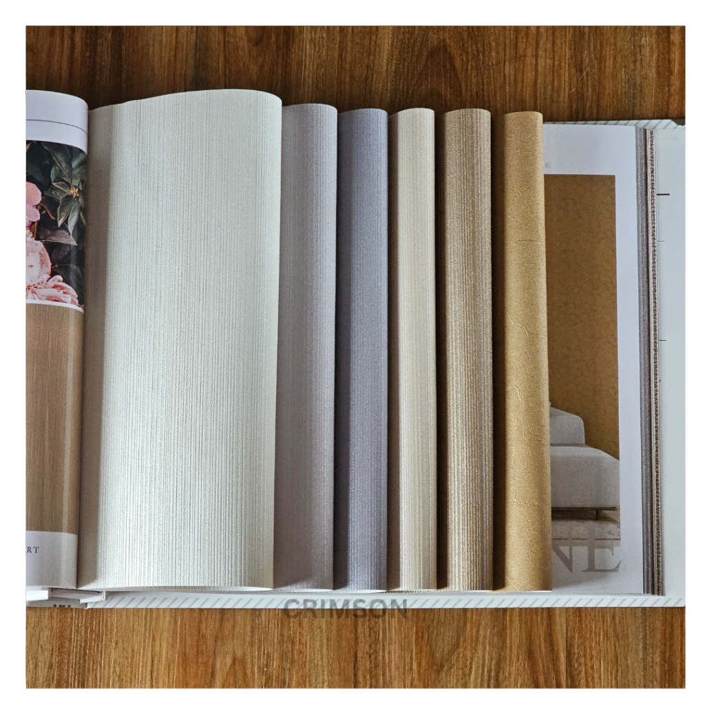 WALLAPER DINDING VINYL SERAT KAYU POLOS