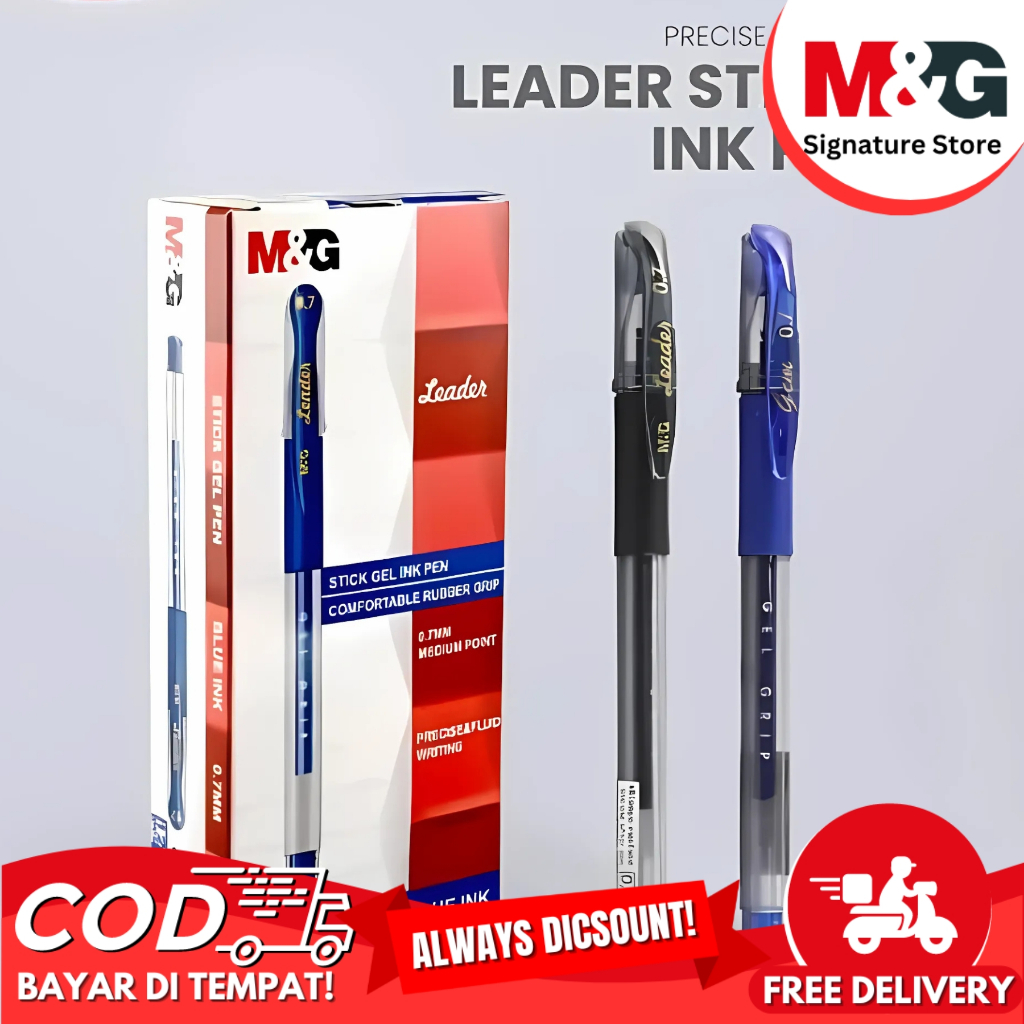 

Pulpen Stick Gel M&G Ballpoint Leader #AGP10772 Tip 0.7 mm Tinta hitam biru merah Stick Gel Ink Pen - SATUAN