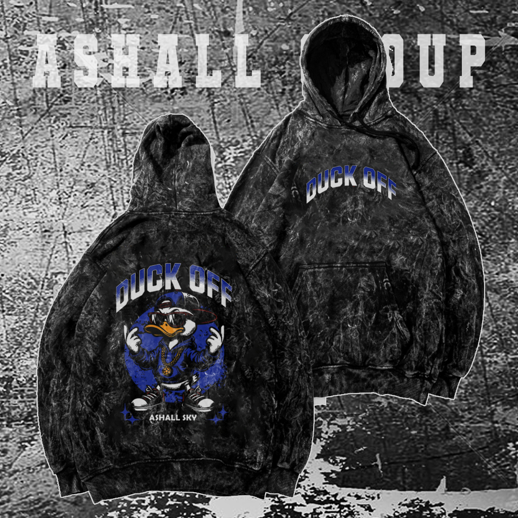 Hoodie Washing Sweater Pria Distro Polos Sandwash Jumper Tie dye Unisex Motif Duck Off