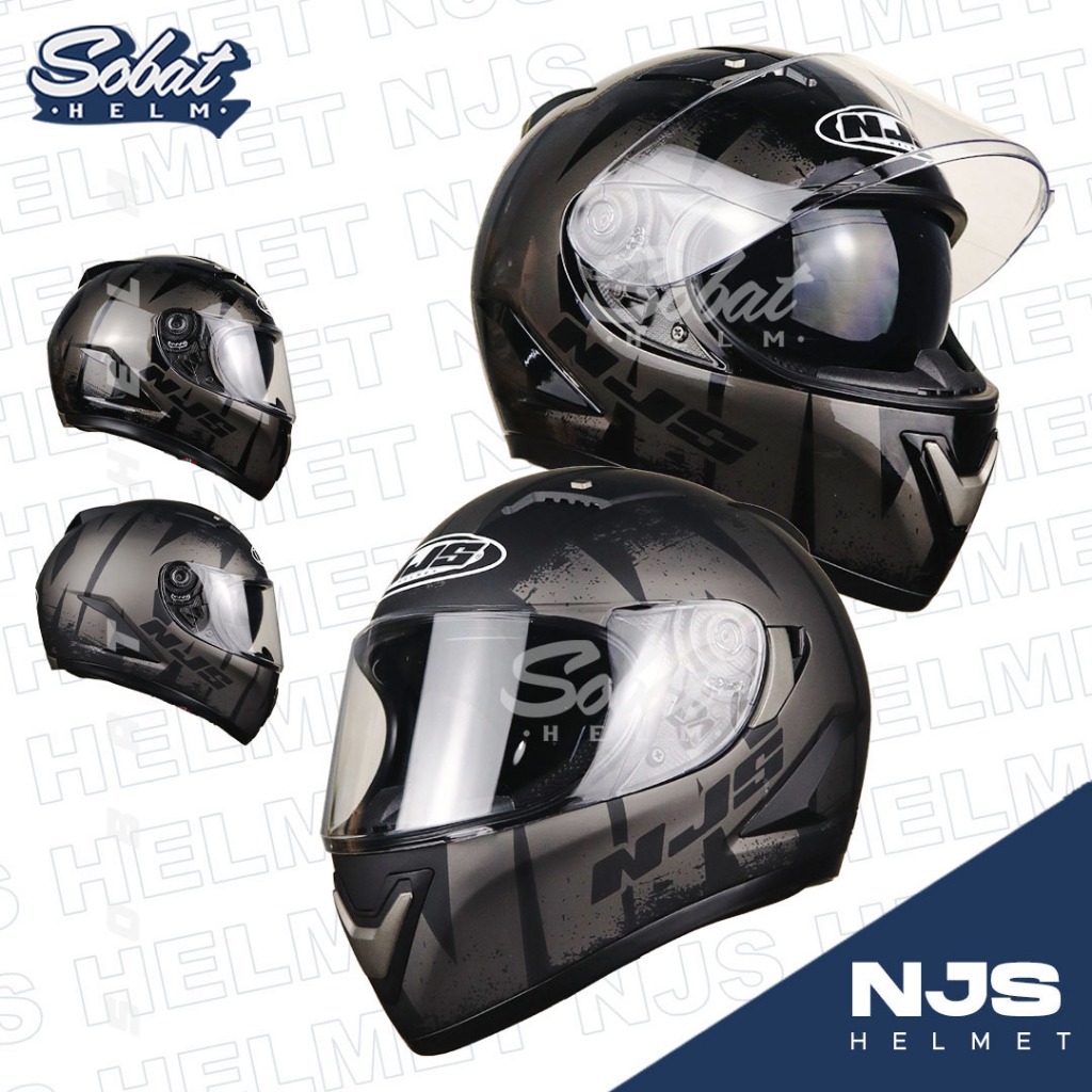 Helm NJS Shadow Reaper BLACK GLOSSY SILVER Helm Full Face SNI