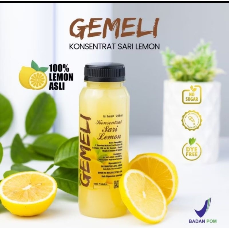 

sari lemon asli gemeli organik ukuran 250 ml dan 500 ml 100% tanpa pemanis