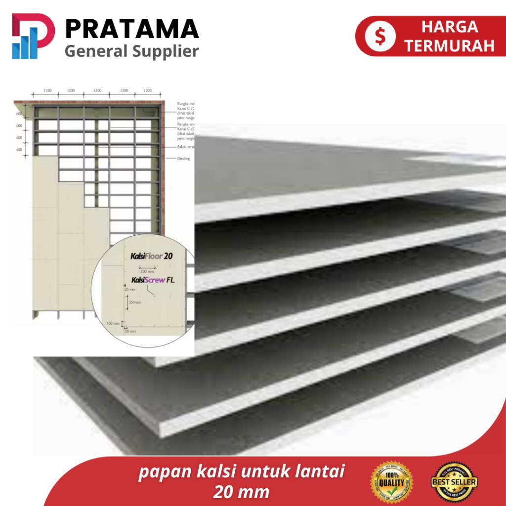 Kalsifloor 20MM / Papan Kalsiboard UNTUK LANTAI / PAPAN SEMEN KALSI