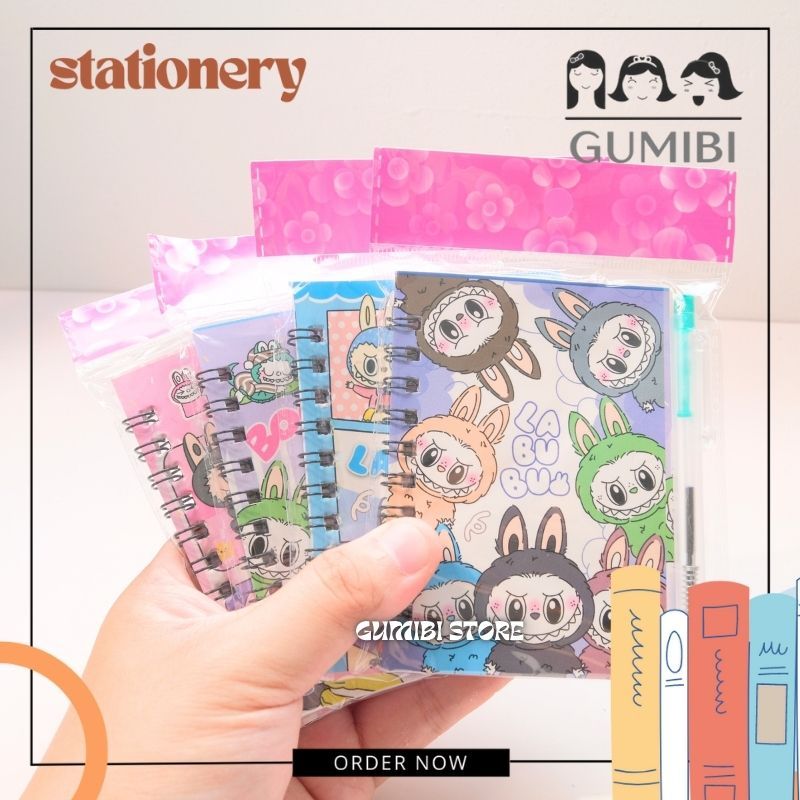 

BUKU SPIRAL MINI FREE PULPEN BUKU+PEN LABUBU MEMOPEN MINI MOTIF LABUBU BUKU RING KECIL LABUBU GUMIBI STORE