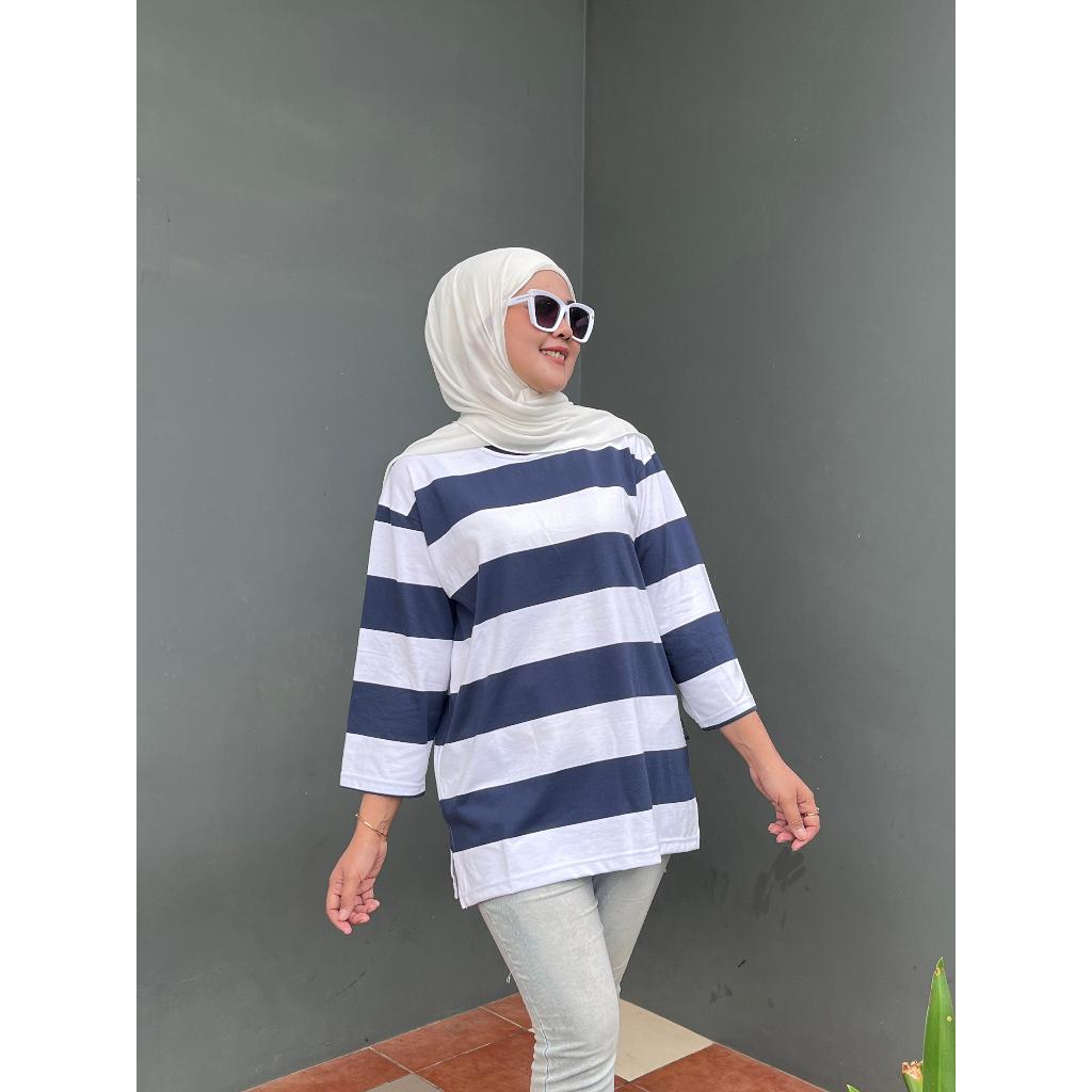 Aldira Baju Oversize Garis Garis / Kaos Terlaris / Kaos Grup / Kaos Wanita Best Seller