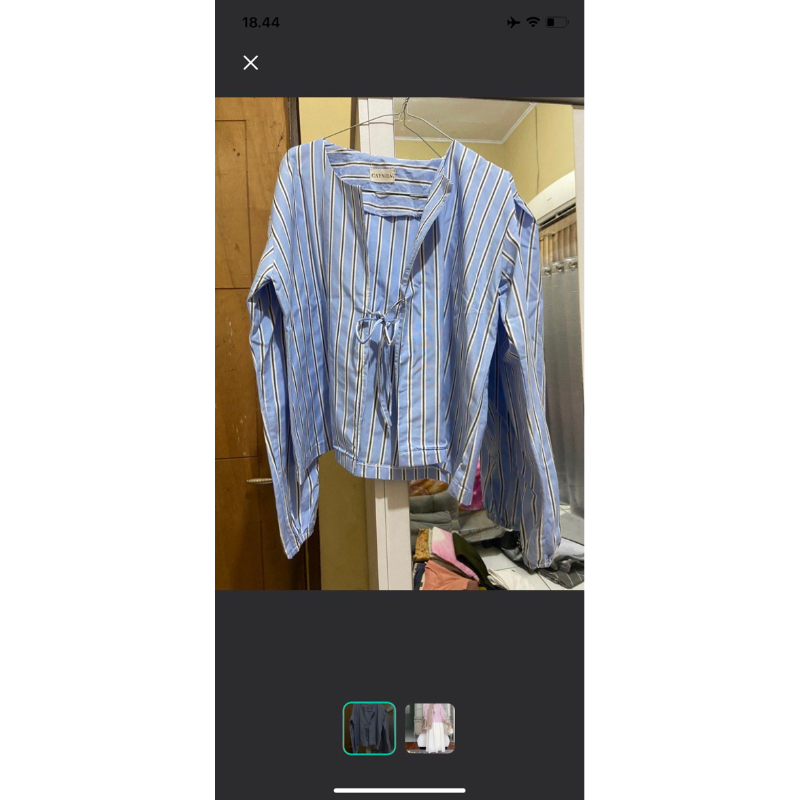 kemeja strip sky blue