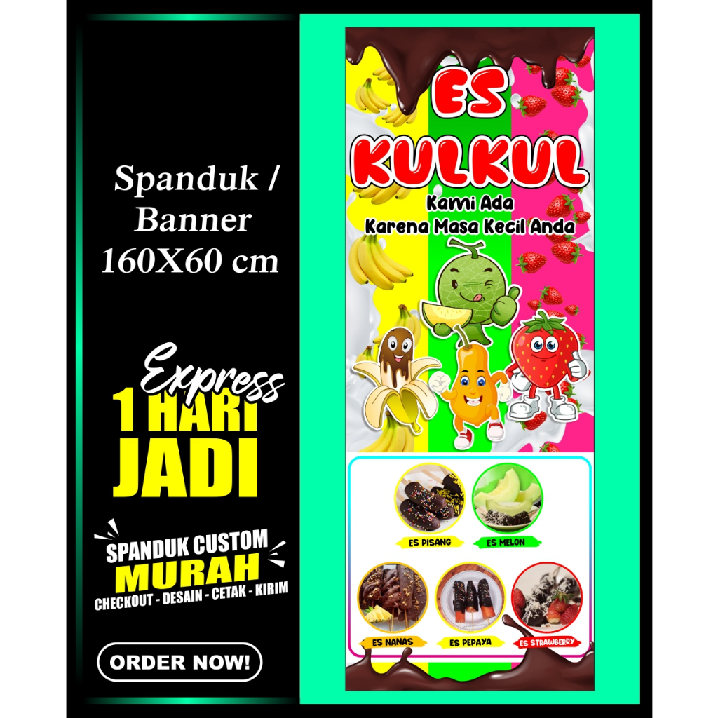 Banner ES KUL KUL, Spanduk ES KUL KUL 160X60 cm, COD / Banner ES KUL KUL, Spanduk ES KUL KUL 160X60 